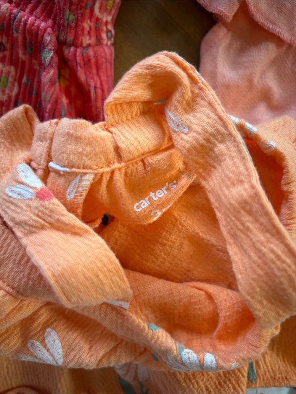 Carter's Orange Floral Print Girls Top Set